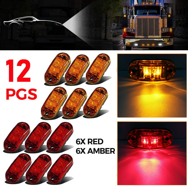 Red 6" Rectangle LED Light Clearace Side Marker 20LED Tail Light Clear Lens Red